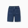 Midi denim shorts with drawstring for boys, dark blue