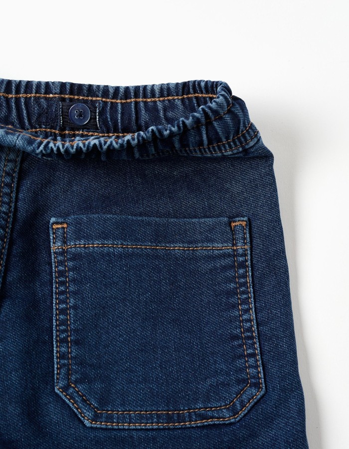 Midi denim shorts with drawstring for boys, dark blue