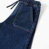 Midi denim shorts with drawstring for boys, dark blue