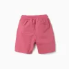 Midi poplin shorts with drawstring and pockets for boys, dark pink