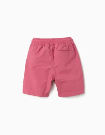 Midi poplin shorts with drawstring and pockets for boys, dark pink
