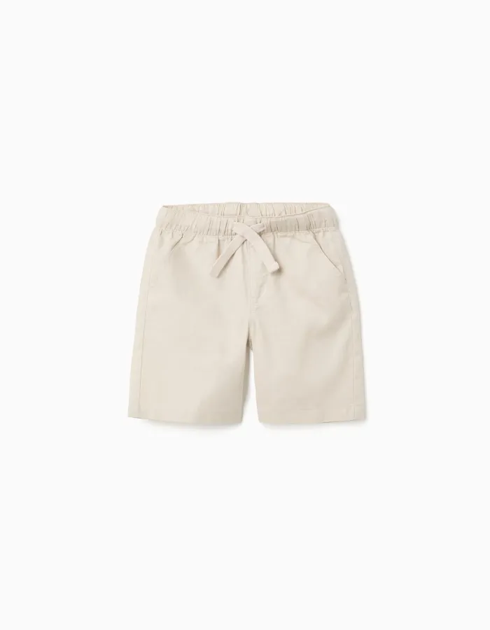 SHORTS LINEN, LIGHT BEIGE