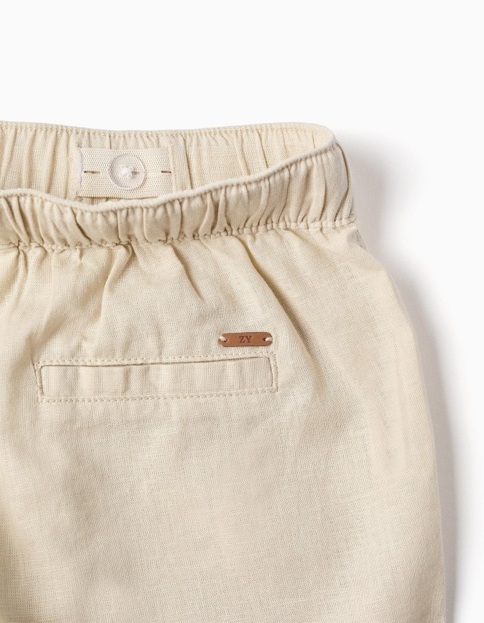 SHORTS LINEN, LIGHT BEIGE