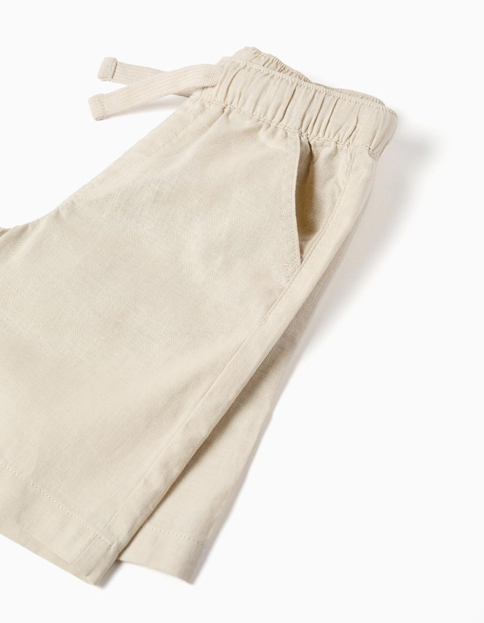 SHORTS LINEN, LIGHT BEIGE