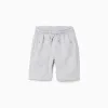 Fleece shorts with drawstring and pockets for boys, light grey