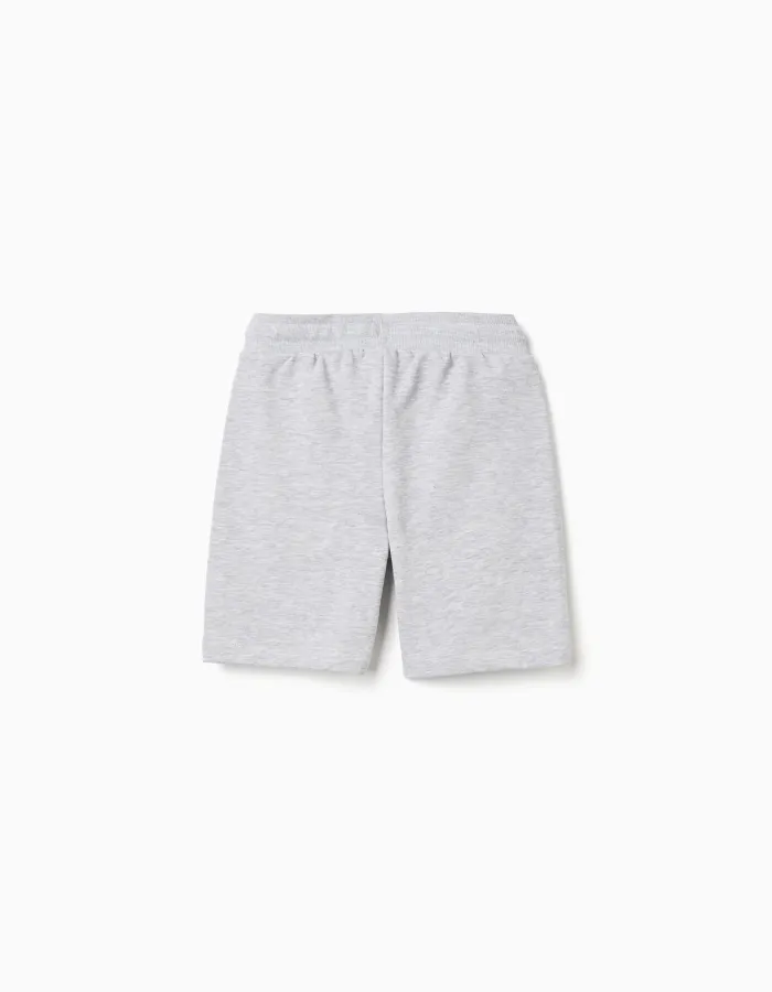 Fleece shorts with drawstring and pockets for boys, light grey