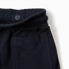 Cotton joggers with striped tape for boys, navy blue/beige/green