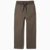 Straight fit twill trousers with drawstring for boys, brown