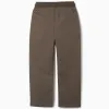 Straight fit twill trousers with drawstring for boys, brown