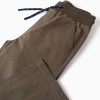 Straight fit twill trousers with drawstring for boys, brown