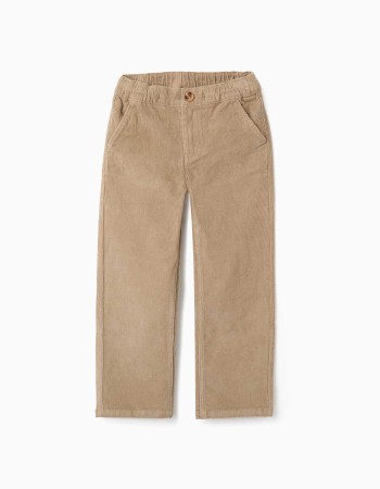 Straight fit corduroy chino trousers for boys, dark beige
