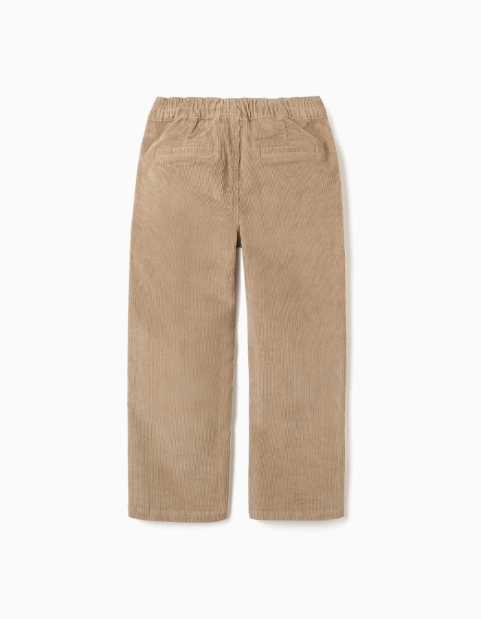Straight fit corduroy chino trousers for boys, dark beige
