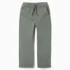 Slim fit twill trousers with drawstring for boys, dark green
