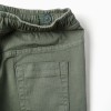 Slim fit twill trousers with drawstring for boys, dark green