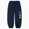 Cotton joggers with Marvel print and drawstring for boys, navy blue