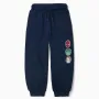 Cotton joggers with Marvel print and drawstring for boys, navy blue