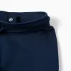 Cotton joggers with Marvel print and drawstring for boys, navy blue