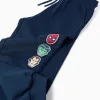 Cotton joggers with Marvel print and drawstring for boys, navy blue