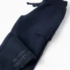 Brushed joggers with cargo pockets and print for boys, navy blue