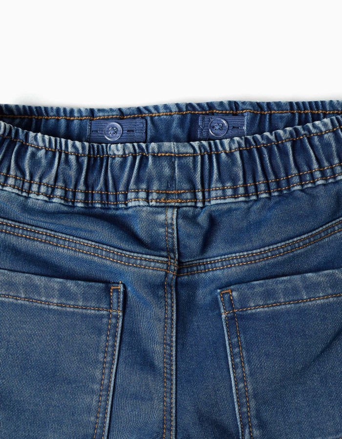 Slim fit denim joggers with drawstring for boys, blue