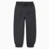 Slim fit brushed joggers with print for boys, dark grey