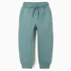 Slim fit brushed joggers with print for boys, blue-green