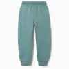 Slim fit brushed joggers with print for boys, blue-green