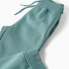 Slim fit brushed joggers with print for boys, blue-green