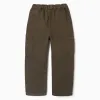 Baggy twill trousers with cargo pockets for boys, brown