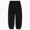 Fleece joggers with drawstring and pockets for boys, black