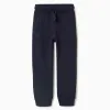 Fleece joggers with drawstring and pockets for boys, navy blue