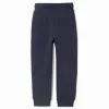 Fleece joggers with drawstring and pockets for boys, navy blue