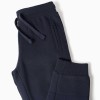 Fleece joggers with drawstring and pockets for boys, navy blue