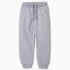 Fleece joggers with drawstring and pockets for boys, light grey