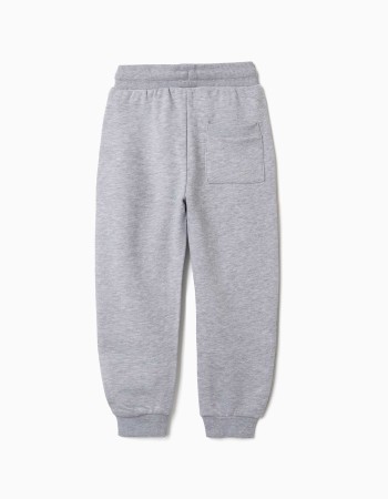 Fleece joggers with drawstring and pockets for boys, light grey