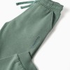 Slim fleece joggers with pockets and ZY print for boys, dark green