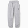 Slim fleece joggers with pockets and ZY print for boys, light grey