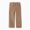 Corduroy straight trousers for boys, dark beige