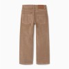 Corduroy straight trousers for boys, dark beige