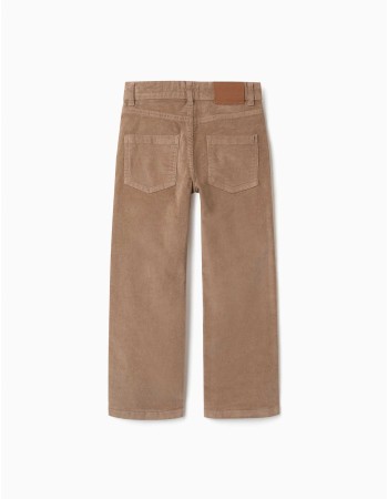 Corduroy straight trousers for boys, dark beige