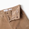 Corduroy straight trousers for boys, dark beige