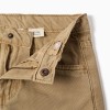 Straight fit cotton trousers with 5 pockets for boys, dark beige