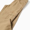 Straight fit cotton trousers with 5 pockets for boys, dark beige