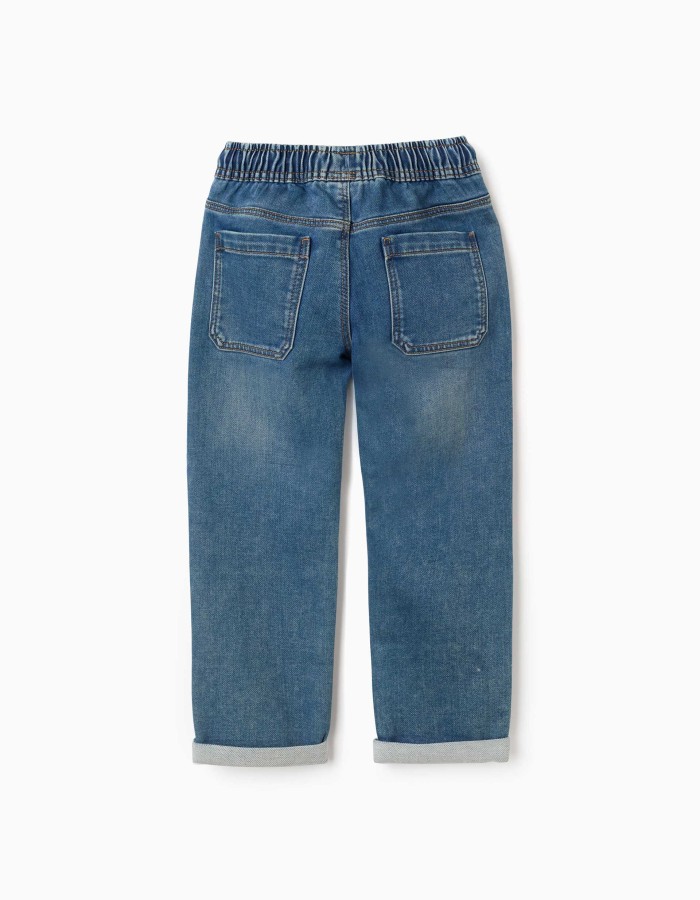 Denim joggers with drawstring and 5 pockets for boys, blue
