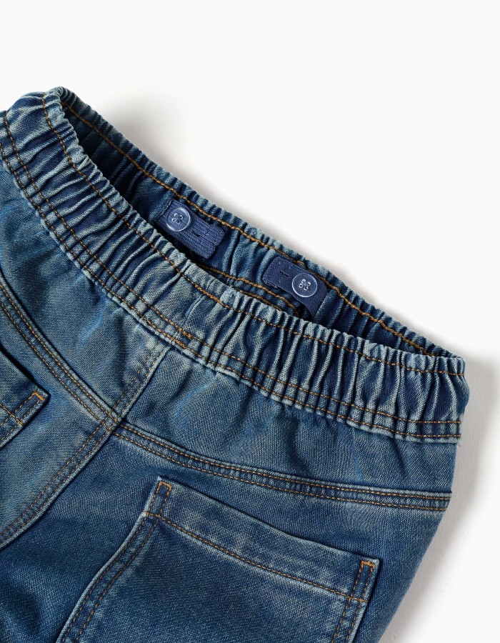 Denim joggers with drawstring and 5 pockets for boys, blue