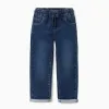 Denim joggers with drawstring and 5 pockets for boys, dark blue