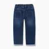 Denim joggers with drawstring and 5 pockets for boys, dark blue