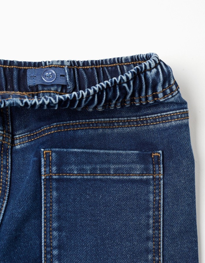 Denim joggers with drawstring and 5 pockets for boys, dark blue