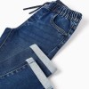 Denim joggers with drawstring and 5 pockets for boys, dark blue