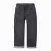 Denim joggers with drawstring and 5 pockets for boys, dark grey